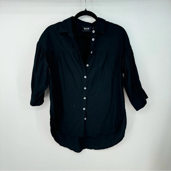 Maeve Button Up Long Sleeve Basic Cottagecore Full Length Top - Picture 1 of 5